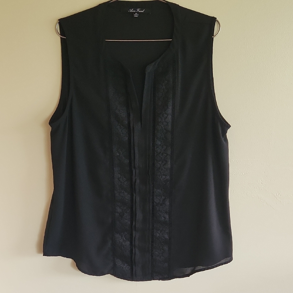 Anne French, Sleeveless Black Blouse, Size M - Picture 1 of 7